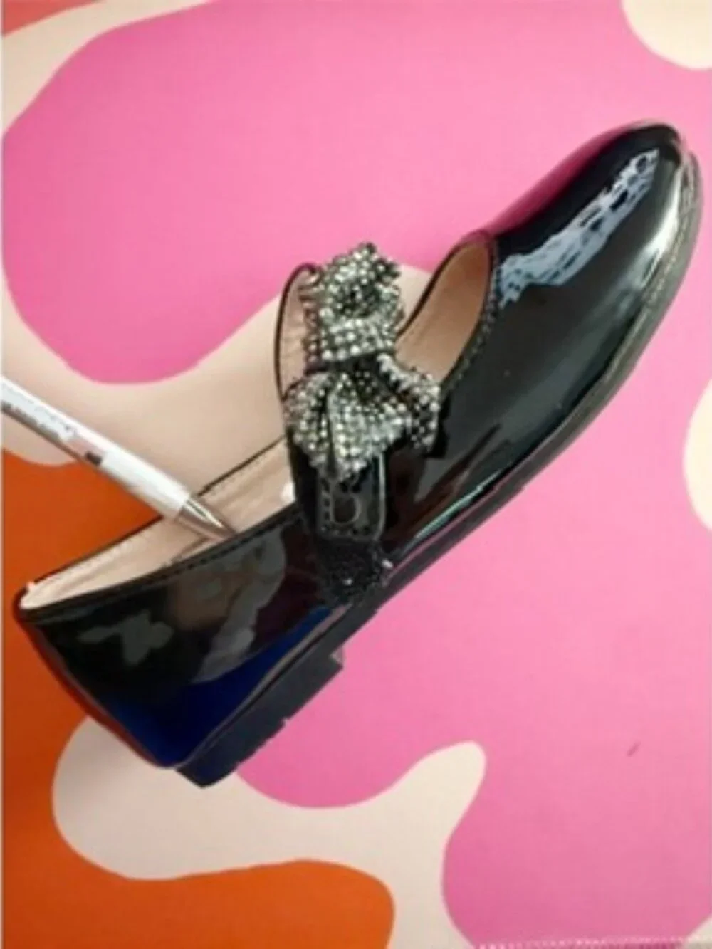 cupcakes & cashmere Black Patent Toddler Girls 10 Dress Shoes Bow Accent